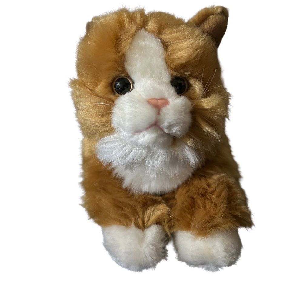 Vintage Animal Alley Cat Plush Ginger and White Realistic Kitten Cat